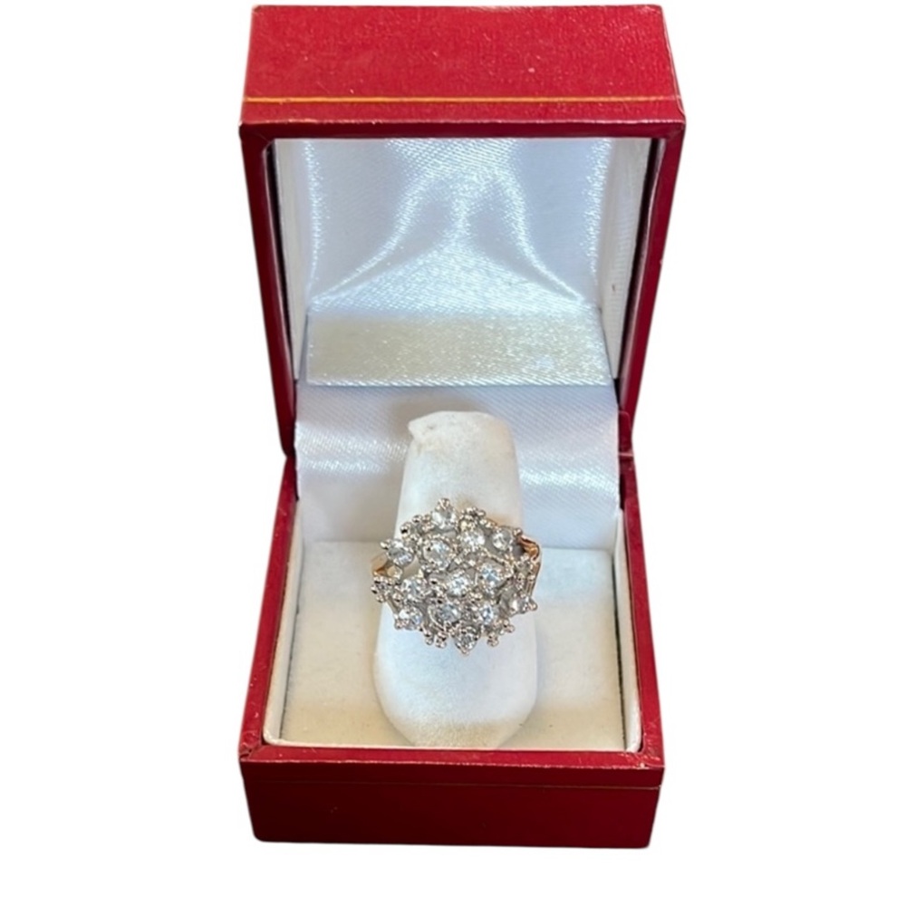 Elegant CZ Cluster 14 KT GF Ring